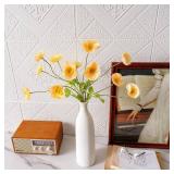 LUEUR Champagne Silk Poppy Flowers in Vase for Home Decor
