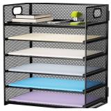 Marbrasse 6 Tier Paper Organizer, Mesh Desk Tray - Black
