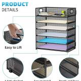 Marbrasse 6 Tier Paper Organizer, Mesh Desk Tray - Black