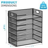 Marbrasse 6 Tier Paper Organizer, Mesh Desk Tray - Black