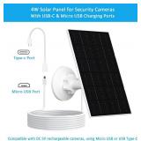 4W Solar Panel for Security Cameras, 360 Mount, 9.8FT Cable