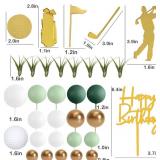 33PCS Golf Cake Toppers with Club Bags Flags Balls for Party
