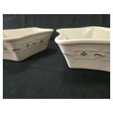 Longaberger White Pottery Square Serving Bowls