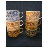Retro Soup and Crackers Ceramic Mugs Set