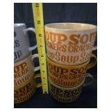 Retro Soup and Crackers Ceramic Mugs Set