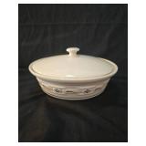 Longaberger White Ceramic Covered Casserole Dish