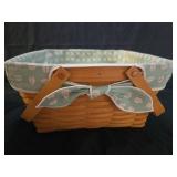 Longaberger Handwoven Basket with Mint Leaf Liner