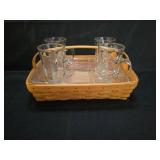 Longaberger Handwoven Tea Glass Carrier Basket Set