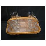 Longaberger Handwoven Tea Glass Carrier Basket Set