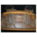Longaberger Handwoven Tea Glass Carrier Basket Set