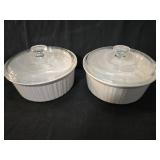 French White Corningware Round Casserole Dishes with Lids
