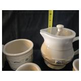 Longaberger Pottery Tea Set with Patriotic Design