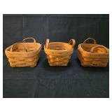 Longaberger Handwoven Square Baskets Set of 3