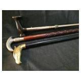 Collection of Three Decorative Walking Sticks/Canes