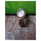 Geneva Silver-Tone Ornate Bracelet Watch