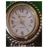 Geneva Silver-Tone Ornate Bracelet Watch