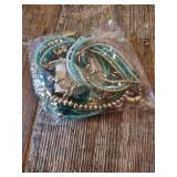 Turquoise and Gold Beaded Bracelet Set