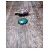 Natural Malachite Stone and Pink Agate Set