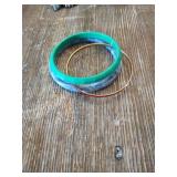 Turquoise and Navy Marbled Resin Bangle Set