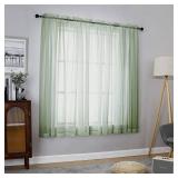 Chyhomenyc Sage Green Sheer Curtains 54 Inch Long 2 Panels Set, Short Rod Pocket Voile Drapes for Dining Small Windows Bathroom Living Room Bedroom, Each 42Wx54L in, 2PCS, Sage Green