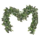 Dolicer 2 Packs 6FT Artificial Eucalyptus Garland, Faux Greenery Garland Fake Vines Hanging Silver Dollar Eucalyptus Leaves for Wedding Backdrop Arch Table Wall Party Home Decor