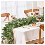 Dolicer 2 Packs 6FT Artificial Eucalyptus Garland, Faux Greenery Garland Fake Vines Hanging Silver Dollar Eucalyptus Leaves for Wedding Backdrop Arch Table Wall Party Home Decor