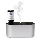 Lecdura Waterless Diffuser for Essential Oil, Battery Operated Scent Air Aromatherapy Diffuser, Mini Aroma Diffusers with 3 Intermittent Mist Modes, Cycle Start for Home Office Bedroom - Silver