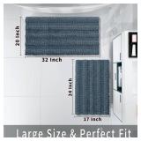 Yimobra Bathroom Rug Set 2 Piece, Soft Absorbent Chenille Bath Mat Set, Non Slip Machine Washable Quick Dry, Plush Shower Rugs for Bathroom Floor Sink Tub, 32x20+24x17, Denim Blue