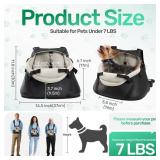 YUDODO Small Dog Car Seat Under 7lbs Luxury PU Leather Dog Booster Seat with Safety Belt, Soft Cushion, Can be Used as Pet Front Carrier Backpack Black