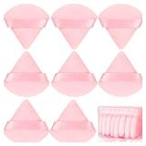 8 Pcs Cotton Powder Puff Face,JASSINS Triangle super soft for Both dry and wet Makeup Setting/Concealer/Loose and Body Powder/Foundation/Blush Makeup Sponge Set (Pink)