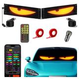 LED Eyes for Car Windshield, 2PCS 15x4 Ojos LED para carros, Devil Eyes Light for Car, Truck, SUVs, Idea, Remote & APP Control, Custom Text Pattern Animation Flexible Display