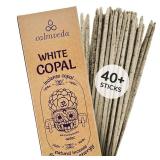 White Copal Incense Sticks Mexico - (40+ Sticks) Thick, Natural Resin Incense & Clean Charcoal Free Made from Upcycled Flowers | Sweet Smelling Spiritual Incense for Purification (Incienso De Copa