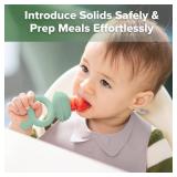 Haakaa Baby Fruit Food Feeder & Mini Freezer Nibble Tray Combo, Breastmilk Popsicle Molds for Cooling Relief, BPA Free Silicone Feeder for Safe Infant Self Feeding, 4 Month+ (Pea Green)