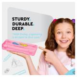 Enday Pencil Box Pink, Storage Organizer Utility Box, Multipurpose Long Ruler Length School Office Supplies Plastic Pencil Case for Kids & Adults 1PK
