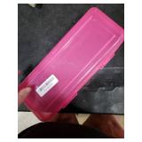 Enday Pencil Box Pink, Storage Organizer Utility Box, Multipurpose Long Ruler Length School Office Supplies Plastic Pencil Case for Kids & Adults 1PK