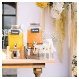 2 Gallon Drink Dispensers for Parties, Sun Tea Glass Jar for Outside 2 Press-Spigots(Easy for Kids) Juice Dispensers for Parties, Glass Water Dispenser Beverage Dispensers with Stand