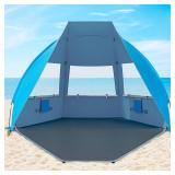 Gorich Portable Beach Tent for 3/4-5/6-7 Person with UPF 50+ UV Protection, Lightweight & Foldable Sun Shelter with 5 Sand Bags, Easy Setup Windproof Beach Umbrella Sun Shade