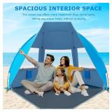 Gorich Portable Beach Tent for 3/4-5/6-7 Person with UPF 50+ UV Protection, Lightweight & Foldable Sun Shelter with 5 Sand Bags, Easy Setup Windproof Beach Umbrella Sun Shade
