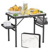 Titanker Folding Camping Table Small 2ft, Small Camp Table Portable with 50% Extra Space, Folding Picnic Table, Portable Beach Tables, Car Camping Essentials, Aluminum Light Solid