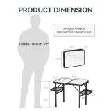Titanker Folding Camping Table Small 2ft, Small Camp Table Portable with 50% Extra Space, Folding Picnic Table, Portable Beach Tables, Car Camping Essentials, Aluminum Light Solid