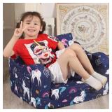 MOMCAYWEX Rainbow Unicorn Kids Sofa, 2-in-1 Kids Couch Fold Out, Convertible Sofa to Bed for Girls and Boys