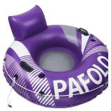 Pool Float Adult, 53 Inflatable River Tube Float, River Tubes for Floating Heavy Duty with Mesh Bottom, Comfortable Backrest & 2 Cup Holders & Durable Grab Handles,450 lbs Weight Capacity