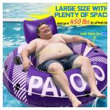 Pool Float Adult, 53 Inflatable River Tube Float, River Tubes for Floating Heavy Duty with Mesh Bottom, Comfortable Backrest & 2 Cup Holders & Durable Grab Handles,450 lbs Weight Capacity
