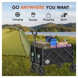JIGOBING Collapsible Wagon, Portable Folding Wagons Carts with Wheels Foldable, 360lbs Heavy Duty Utility Cart with Cup Holders for Beach Grocery Camping Garden