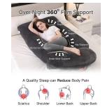 ALLOPERA Pregnancy Pillow, Full Body 57 Inch Maternity Pillow with Removable Washable Cover - Sleep Support for Legs, Back, Neck, Shoulder, HIPS, Belly for Pregnent Women, Black Grey Velvet Cover