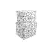 Martha Stewart Essential Collapsible Stackable Decorative Home Storage Organization With Lidded Tops, Set of 2 Nesting Boxes with Lids, Bedford Floral
