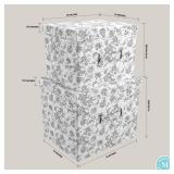 Martha Stewart Essential Collapsible Stackable Decorative Home Storage Organization With Lidded Tops, Set of 2 Nesting Boxes with Lids, Bedford Floral