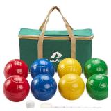 ApudArmis 100mm Bocce Balls Set, Lighter Outdoor Bocce Game for Backyard/Lawn/Beach - Set of 8 Soft PE Balls & 1 Pallino & Nylon Carrying Case & Measuring Tape for Teens Beginners