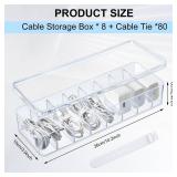 Tatuo 4 Pcs Cable Organizer Box with Wire Ties, Plastic Cord Storage Box with Lid, Electronics Organizer for Home Office Desk Organizers and Accessories (10.79