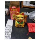 XIZHI Luck Cat-Waving Arm Cat 7 Inches Gold Business is Booming Lucky Cat Opening Gifts,Chinese Feng Shui Deoration Cat for Home Office for Home Office